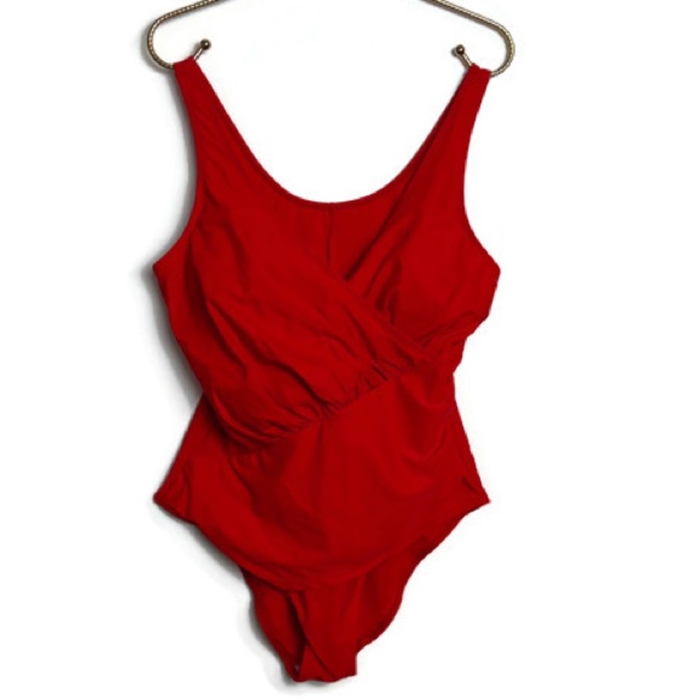 Ekouaer Red One Piece Swimsuit Bathing Suit Size L